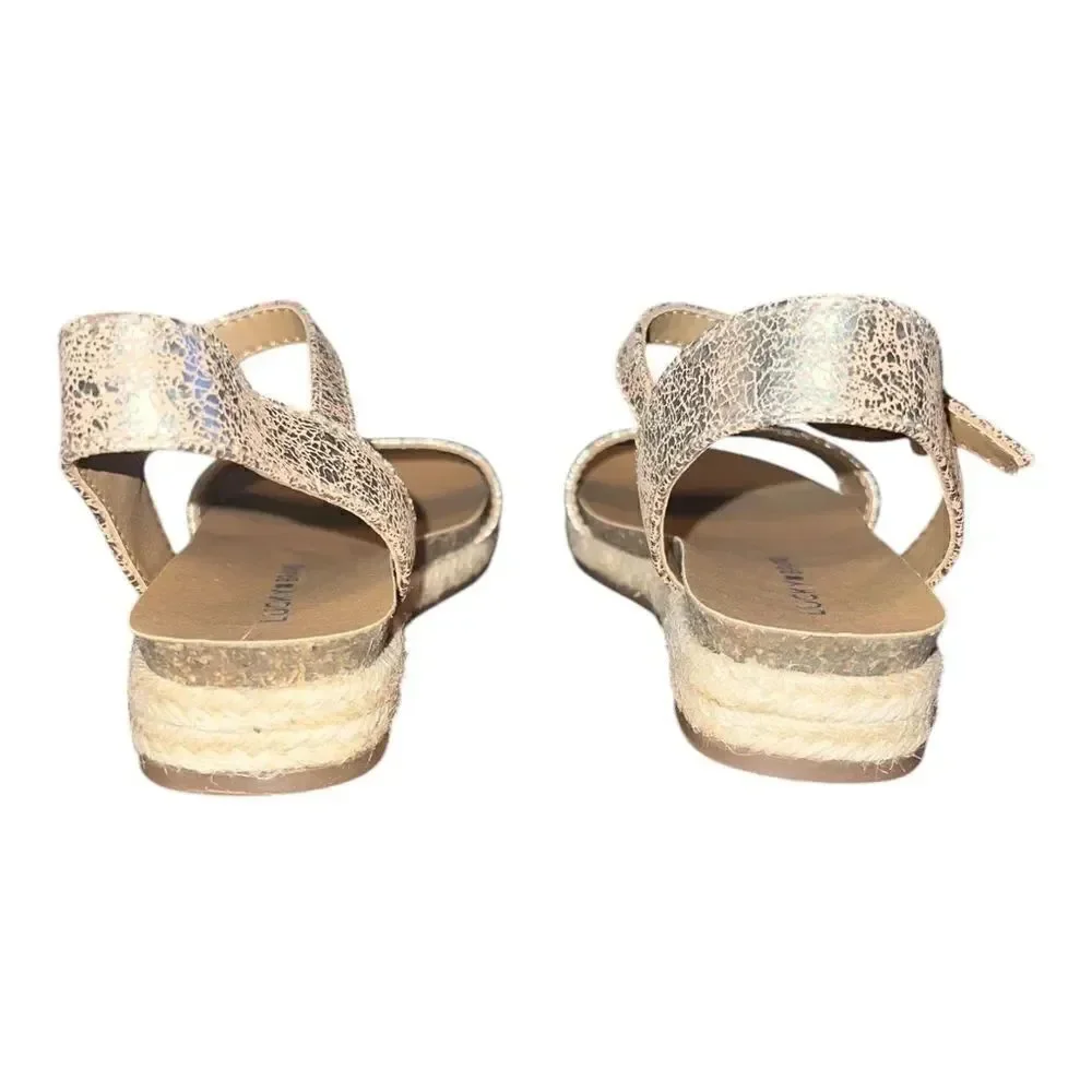 Lucky Brand Girls Gaelia Espadrille Sandals Metallic Gold Leather 13M New